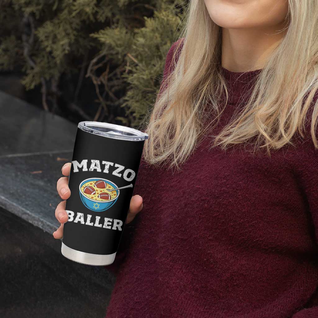 Funny Hanukkah Football Tumbler Cup Matzo Baller Matzah Ball Jewish Chanukah Sports Lover - Wonder Print Shop