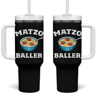 Funny Hanukkah Football Tumbler With Handle Matzo Baller Matzah Ball Jewish Chanukah Sports Lover - Wonder Print Shop