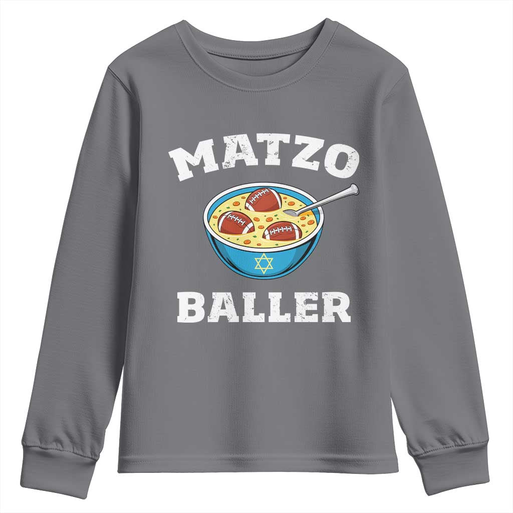 Funny Hanukkah Football Youth Sweatshirt Matzo Baller Matzah Ball Jewish Chanukah Sports Lover - Wonder Print Shop
