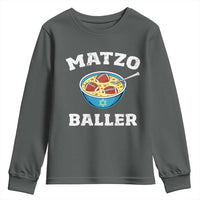 Funny Hanukkah Football Youth Sweatshirt Matzo Baller Matzah Ball Jewish Chanukah Sports Lover - Wonder Print Shop