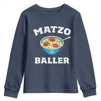 Funny Hanukkah Football Youth Sweatshirt Matzo Baller Matzah Ball Jewish Chanukah Sports Lover - Wonder Print Shop