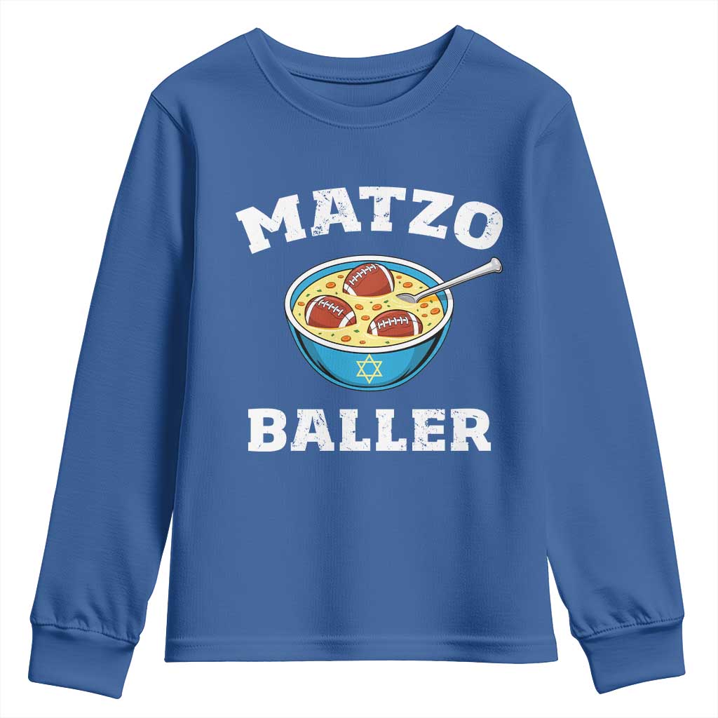 Funny Hanukkah Football Youth Sweatshirt Matzo Baller Matzah Ball Jewish Chanukah Sports Lover - Wonder Print Shop