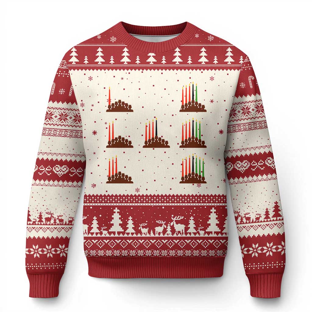 Kwanzaa Kinara Seven Candles African American Holiday Ugly Christmas Sweater - Wonder Print Shop