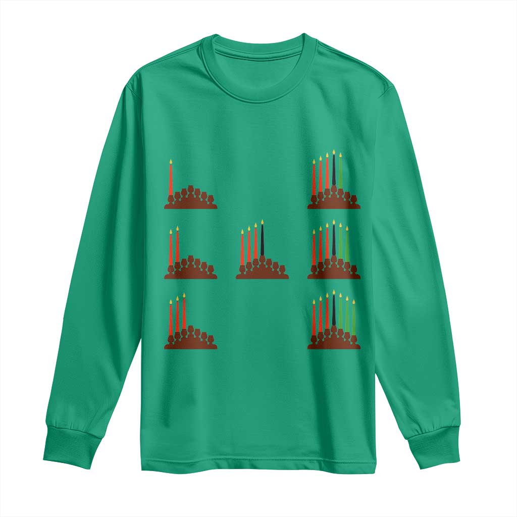 Kwanzaa Kinara Seven Candles African American Holiday Long Sleeve Shirt - Wonder Print Shop