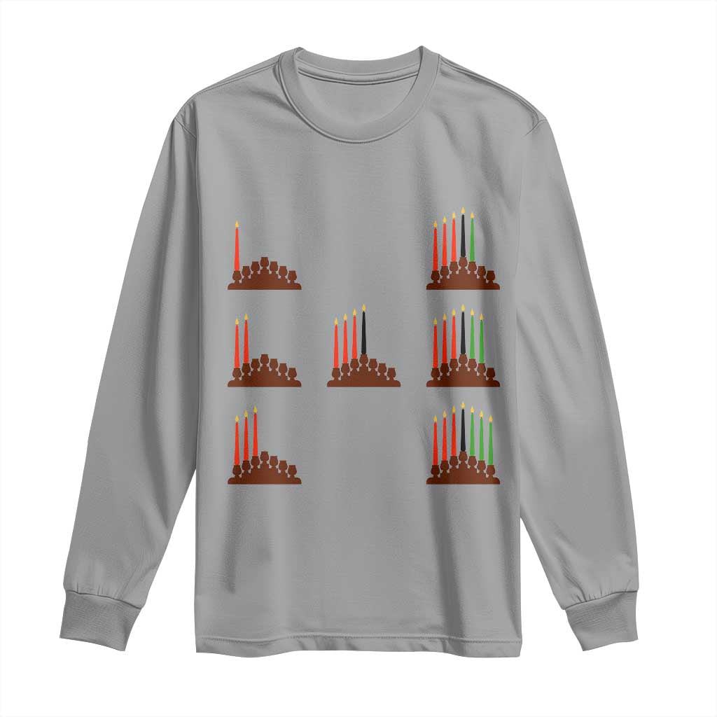 Kwanzaa Kinara Seven Candles African American Holiday Long Sleeve Shirt - Wonder Print Shop