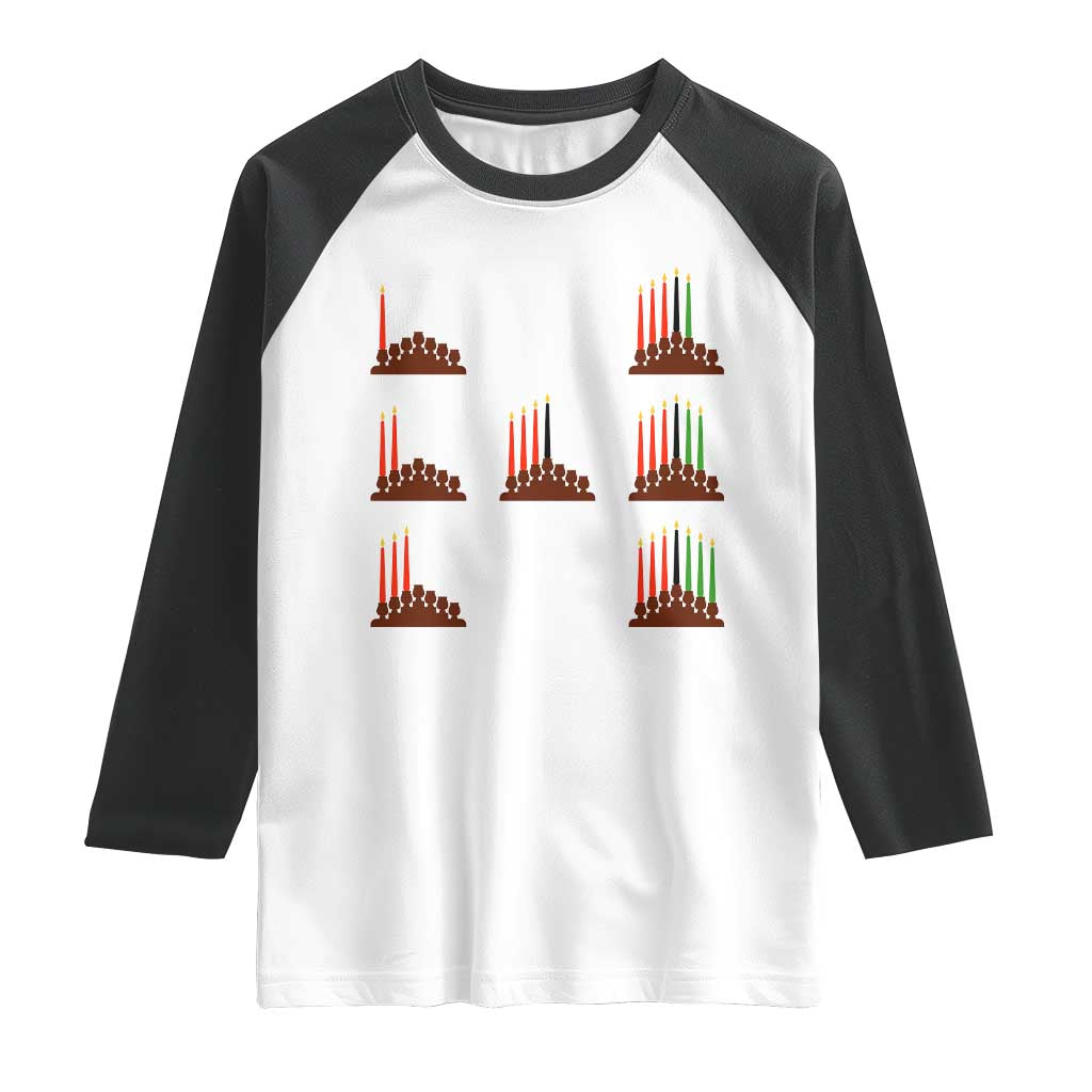 Kwanzaa Kinara Seven Candles African American Holiday Raglan Shirt - Wonder Print Shop
