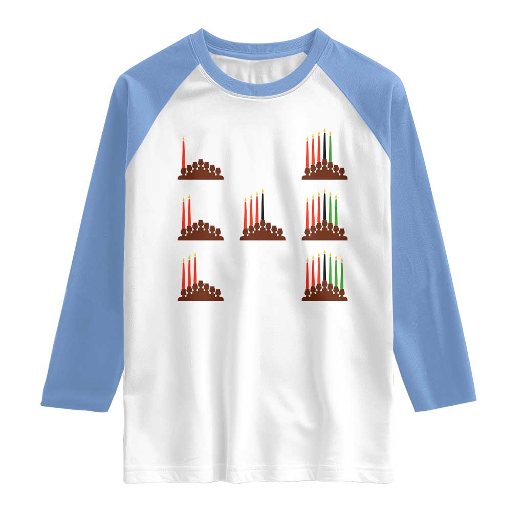 Kwanzaa Kinara Seven Candles African American Holiday Raglan Shirt - Wonder Print Shop
