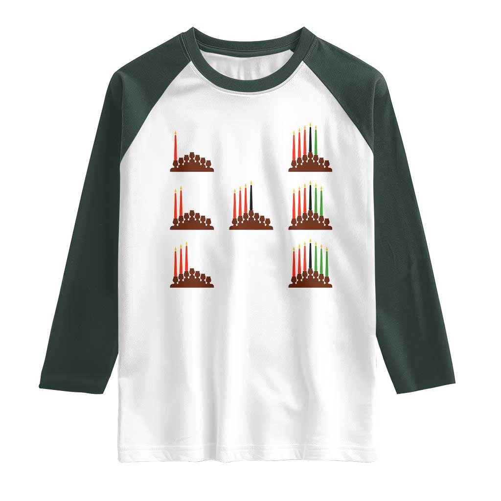 Kwanzaa Kinara Seven Candles African American Holiday Raglan Shirt - Wonder Print Shop