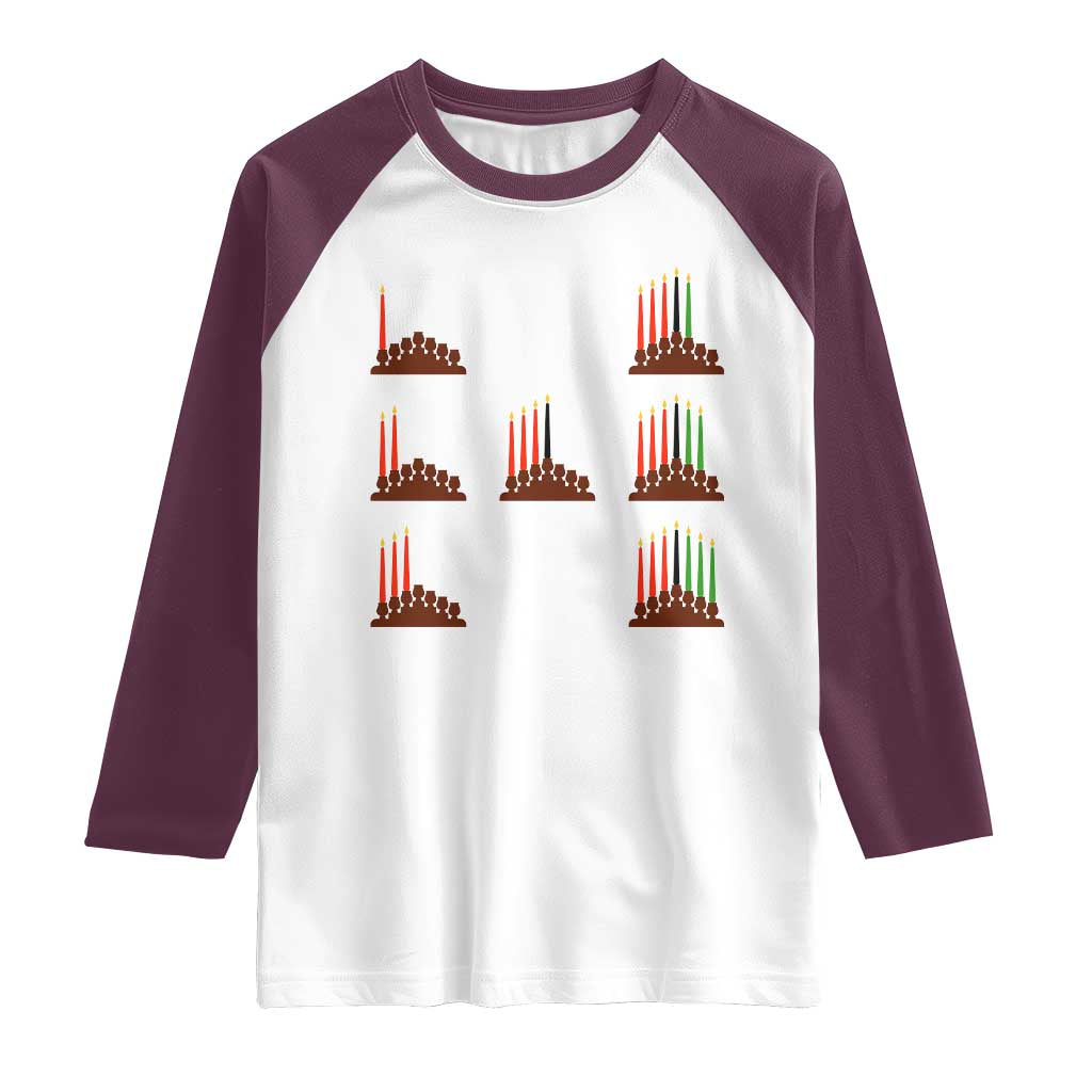 Kwanzaa Kinara Seven Candles African American Holiday Raglan Shirt - Wonder Print Shop