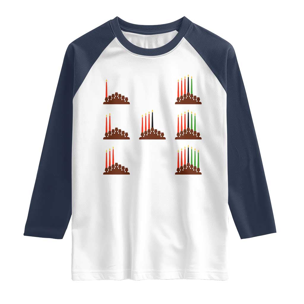 Kwanzaa Kinara Seven Candles African American Holiday Raglan Shirt - Wonder Print Shop