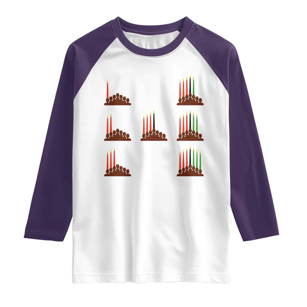 Kwanzaa Kinara Seven Candles African American Holiday Raglan Shirt - Wonder Print Shop