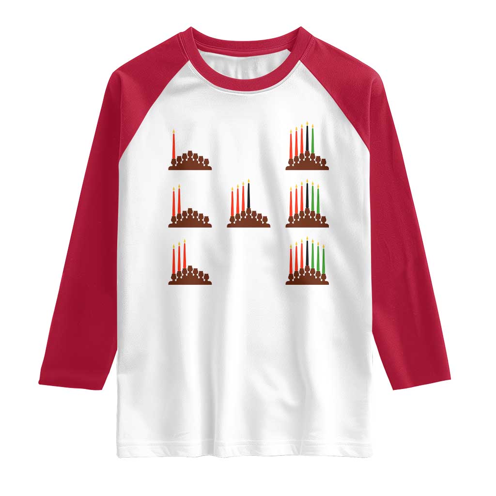 Kwanzaa Kinara Seven Candles African American Holiday Raglan Shirt - Wonder Print Shop