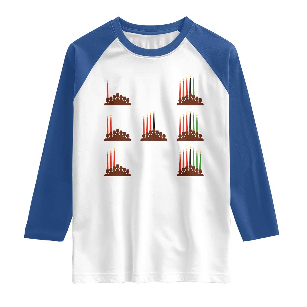 Kwanzaa Kinara Seven Candles African American Holiday Raglan Shirt - Wonder Print Shop
