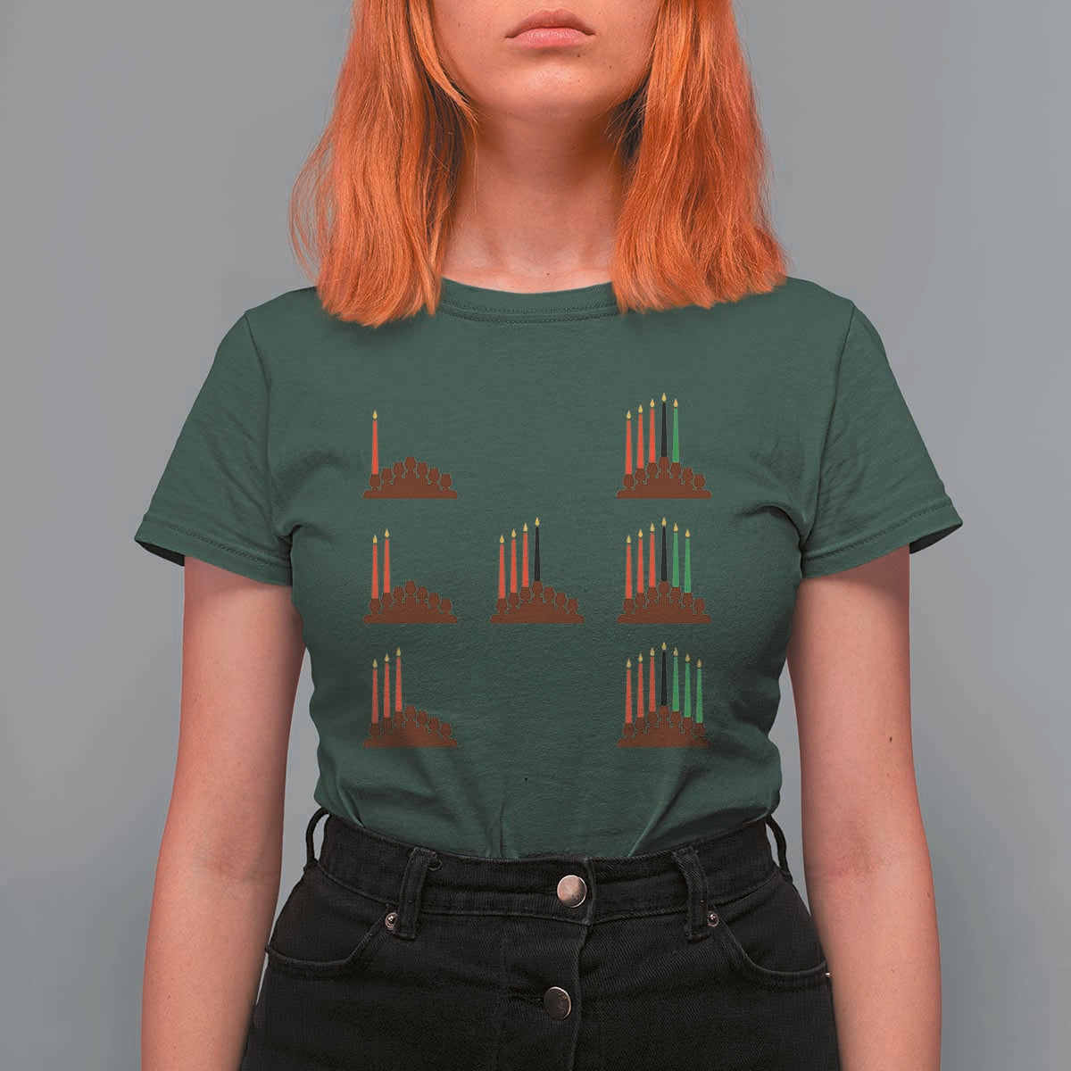 Kwanzaa Kinara Seven Candles African American Holiday T Shirt For Women - Wonder Print Shop