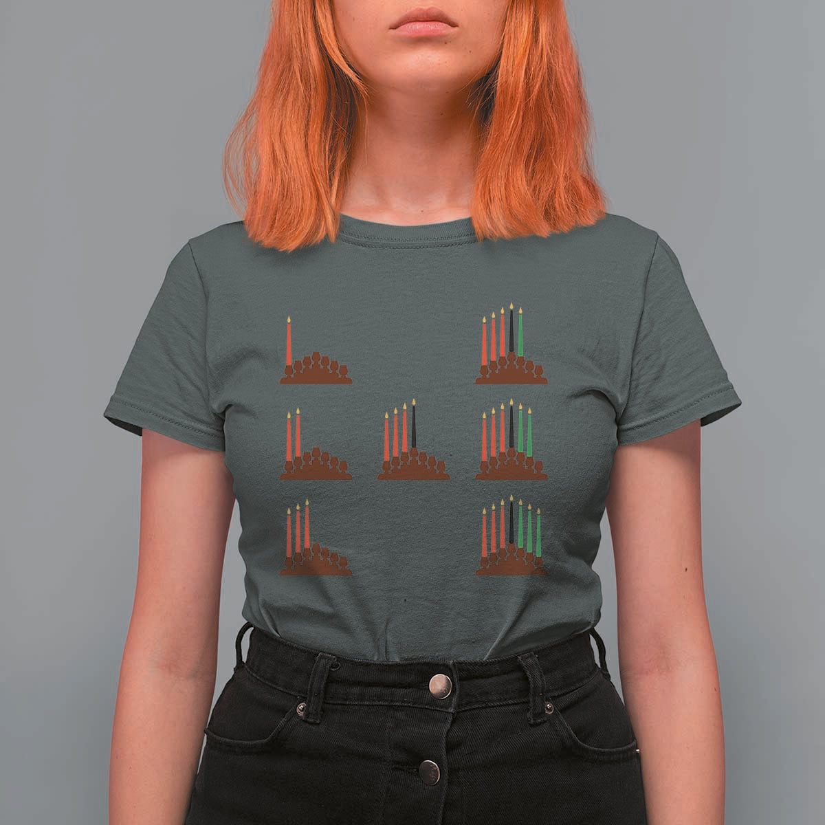 Kwanzaa Kinara Seven Candles African American Holiday T Shirt For Women - Wonder Print Shop