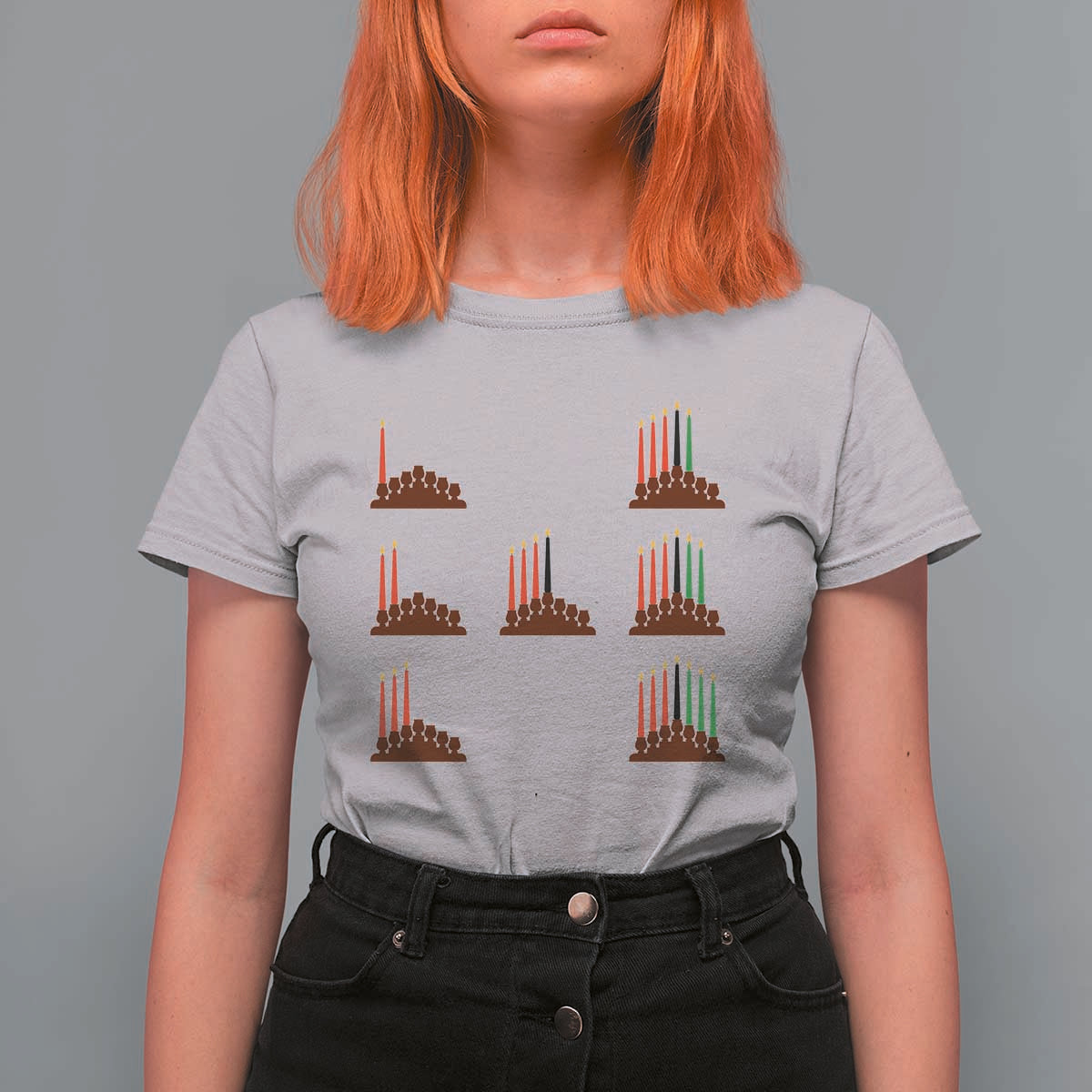 Kwanzaa Kinara Seven Candles African American Holiday T Shirt For Women - Wonder Print Shop