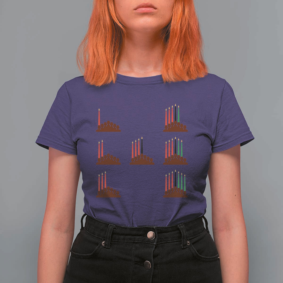 Kwanzaa Kinara Seven Candles African American Holiday T Shirt For Women - Wonder Print Shop