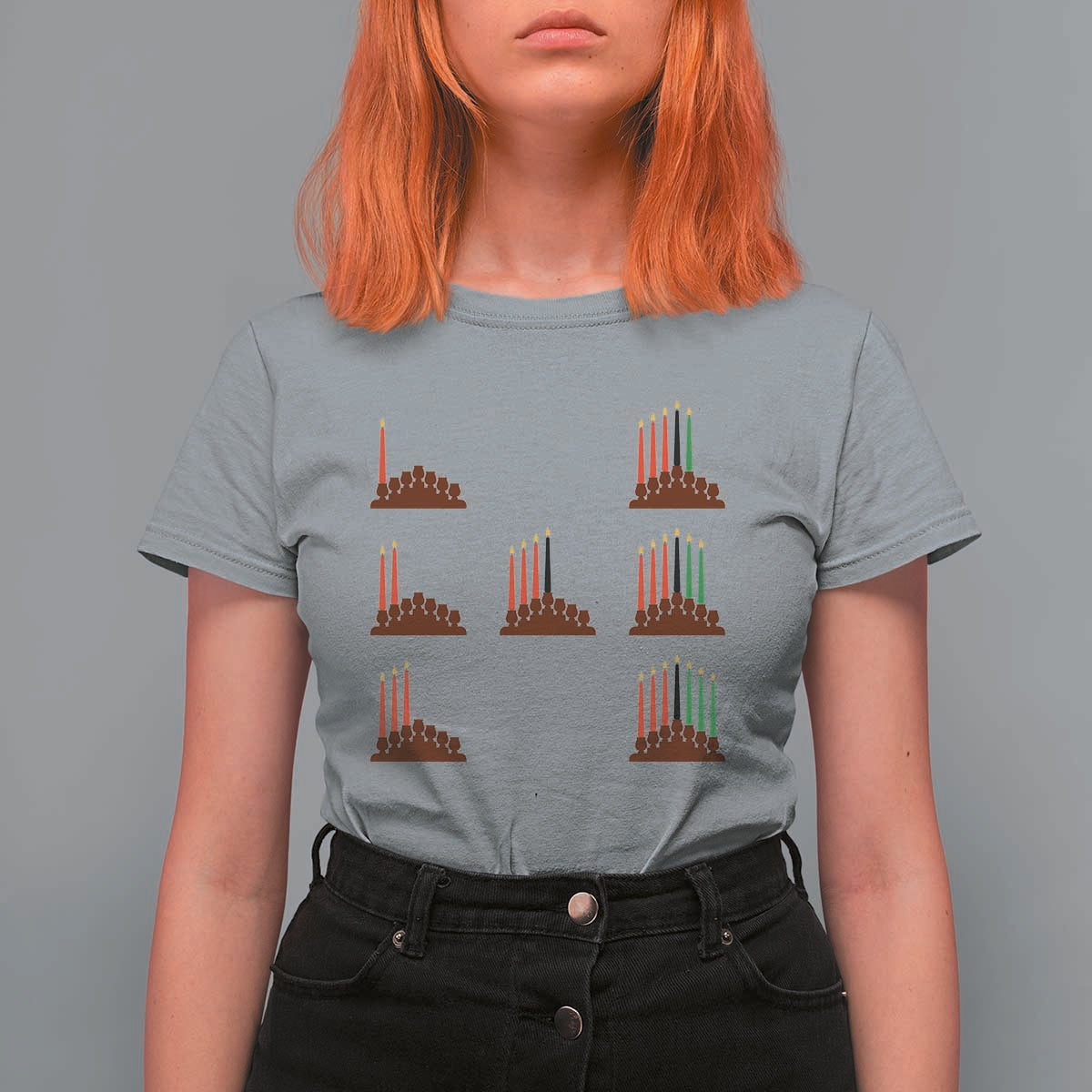 Kwanzaa Kinara Seven Candles African American Holiday T Shirt For Women - Wonder Print Shop