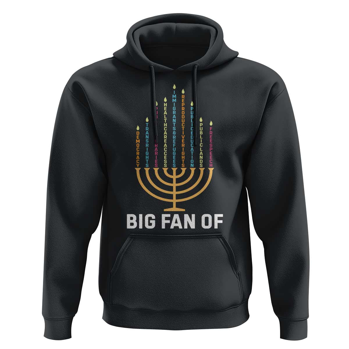 Hanukkah Human Rights Hoodie Big Fan Of  Democracy Immigrants And Refugees - Wonder Print Shop