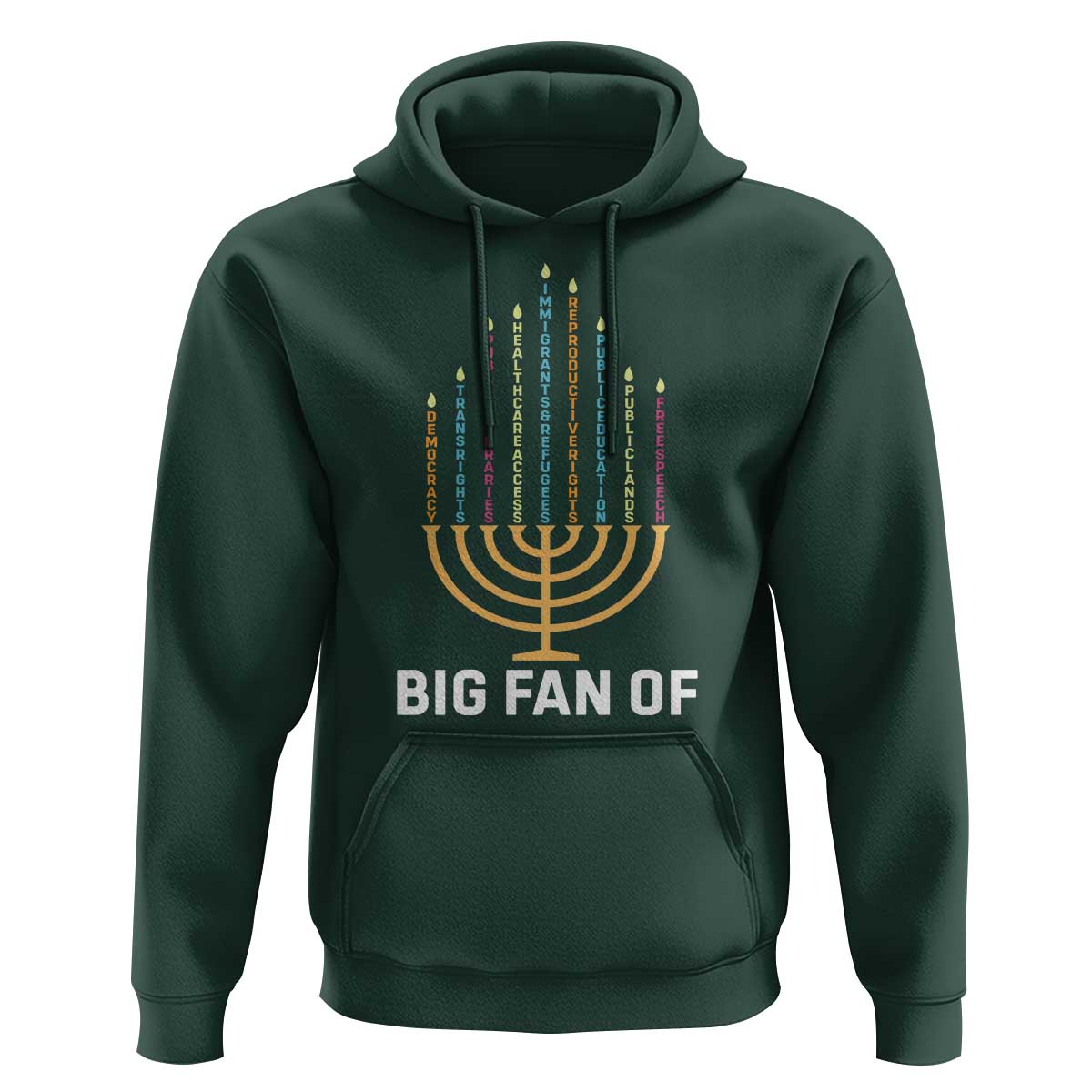 Hanukkah Human Rights Hoodie Big Fan Of  Democracy Immigrants And Refugees - Wonder Print Shop