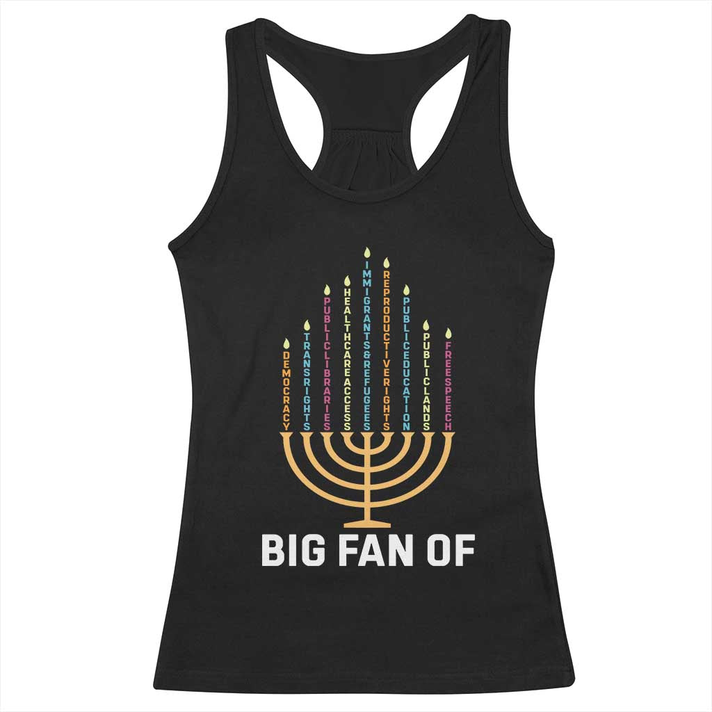 Hanukkah Human Rights Racerback Tank Top Big Fan Of  Democracy Immigrants And Refugees - Wonder Print Shop