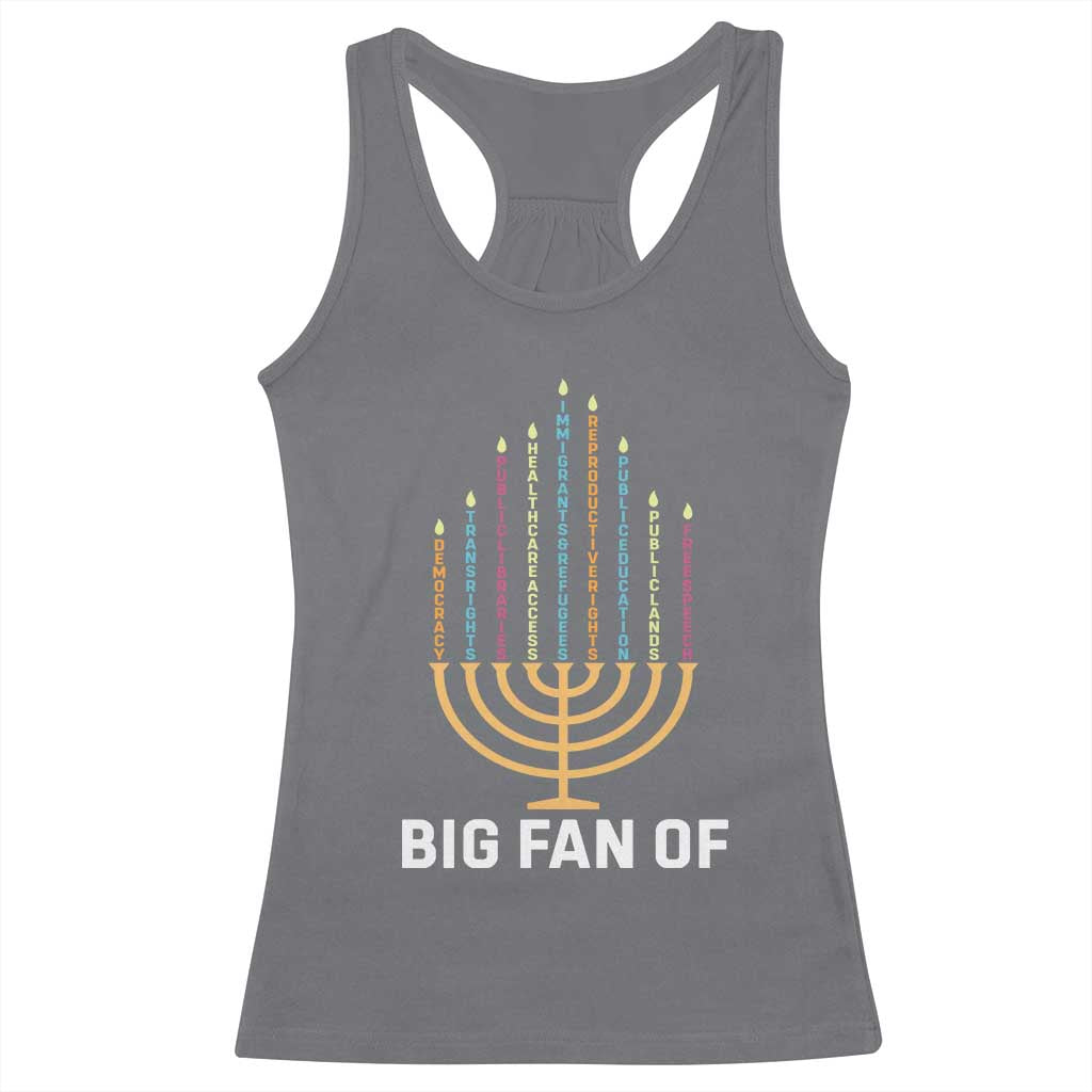 Hanukkah Human Rights Racerback Tank Top Big Fan Of  Democracy Immigrants And Refugees - Wonder Print Shop