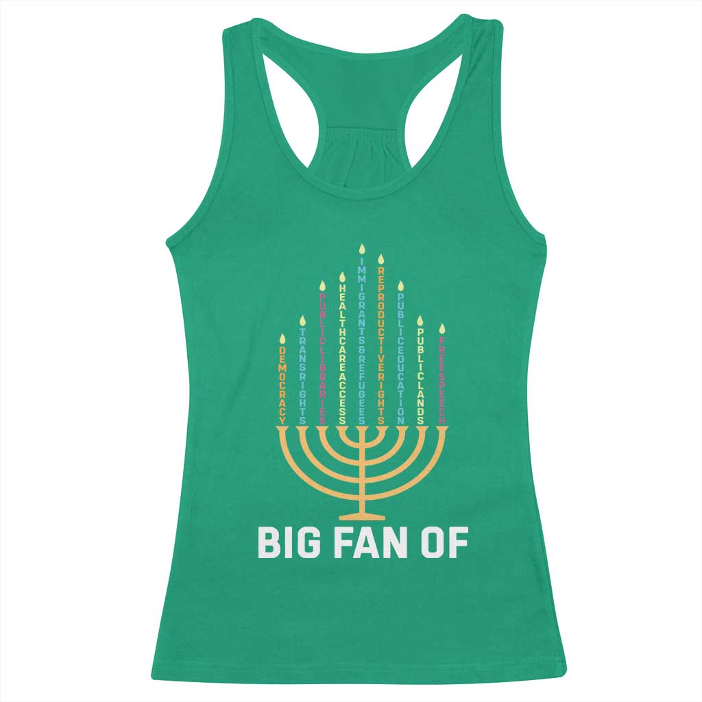 Hanukkah Human Rights Racerback Tank Top Big Fan Of  Democracy Immigrants And Refugees - Wonder Print Shop