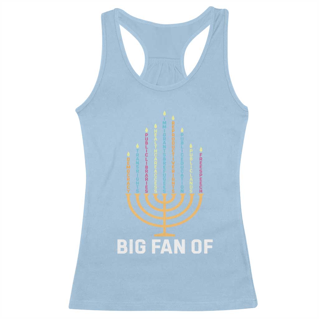 Hanukkah Human Rights Racerback Tank Top Big Fan Of  Democracy Immigrants And Refugees - Wonder Print Shop