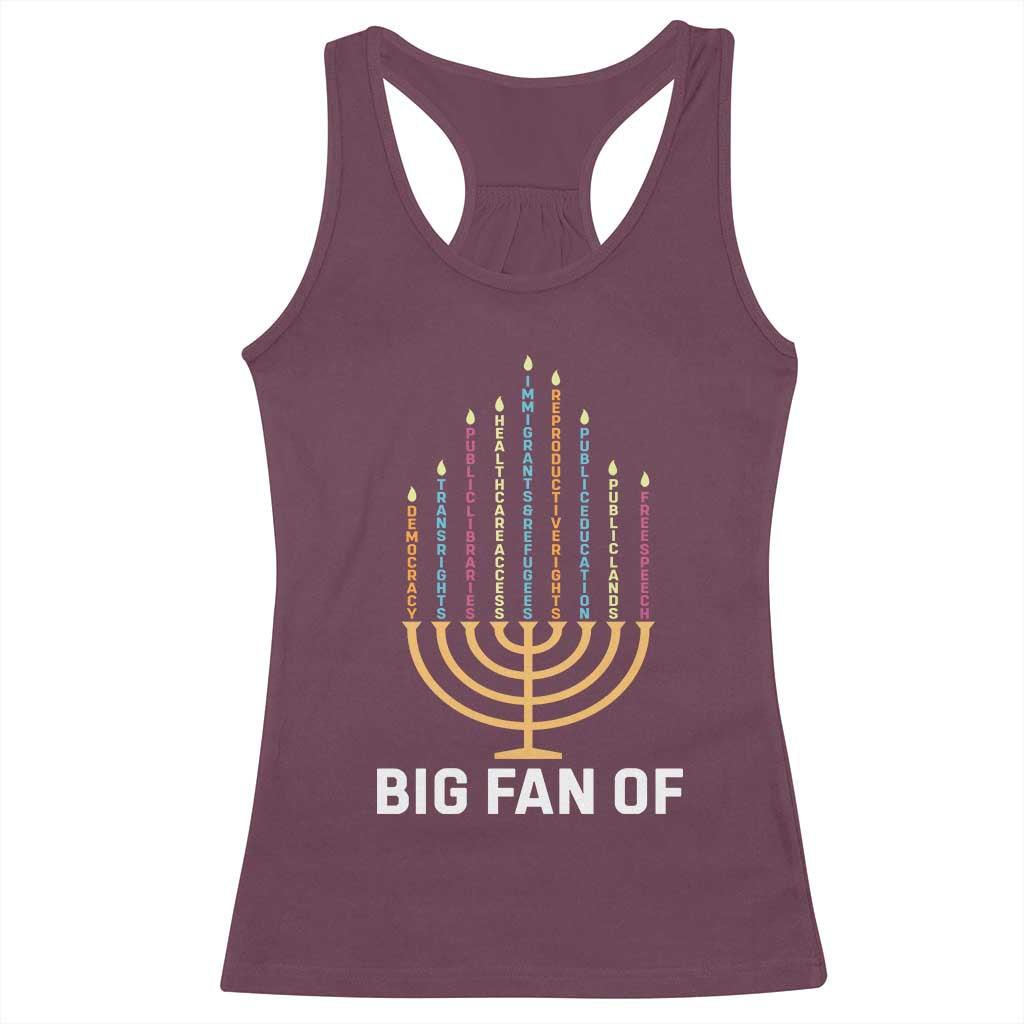 Hanukkah Human Rights Racerback Tank Top Big Fan Of  Democracy Immigrants And Refugees - Wonder Print Shop