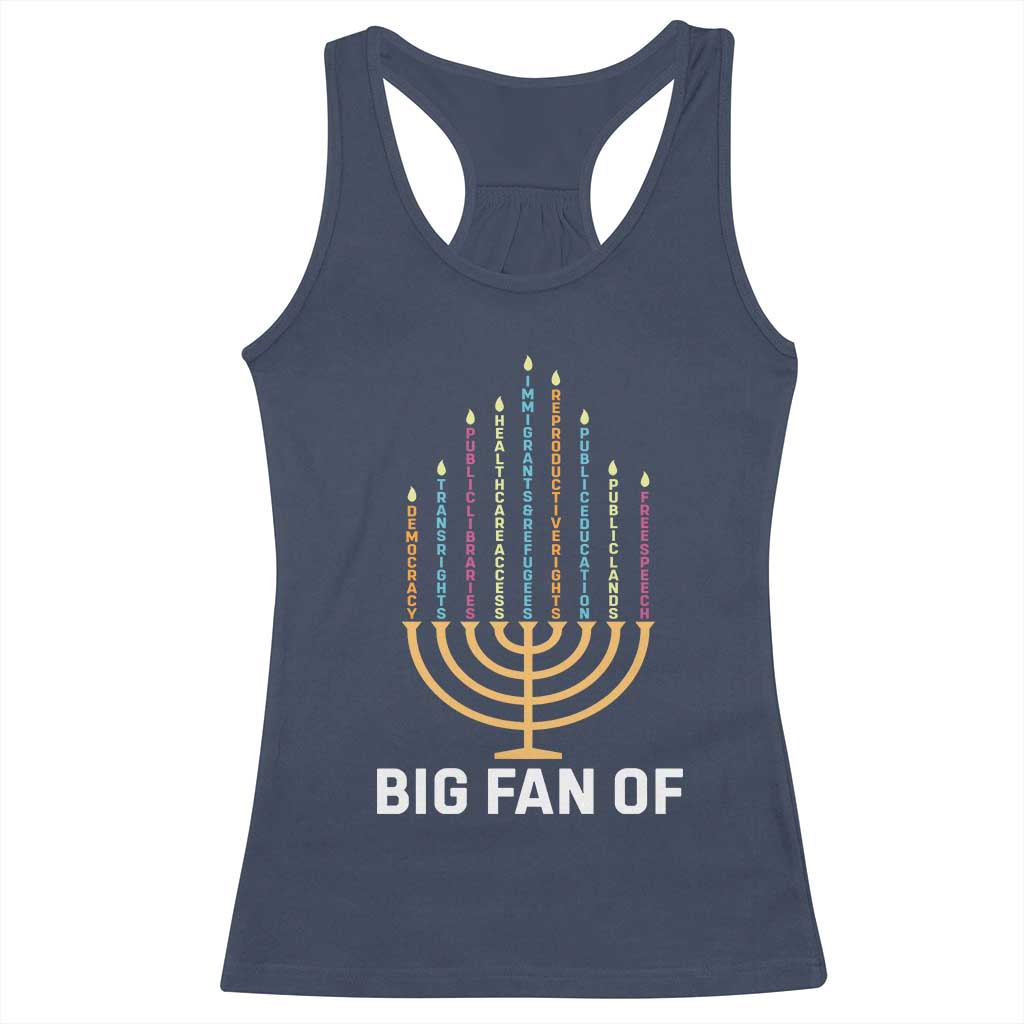 Hanukkah Human Rights Racerback Tank Top Big Fan Of  Democracy Immigrants And Refugees - Wonder Print Shop
