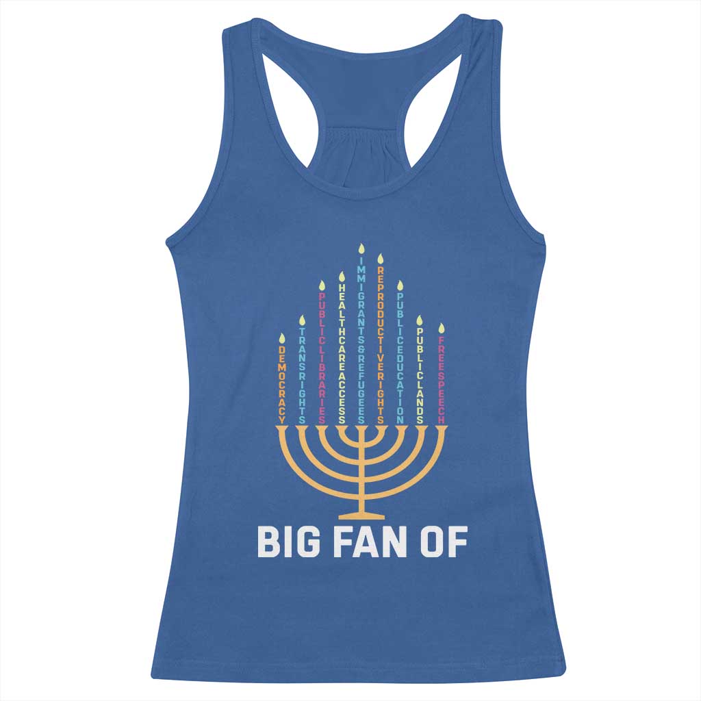 Hanukkah Human Rights Racerback Tank Top Big Fan Of  Democracy Immigrants And Refugees - Wonder Print Shop
