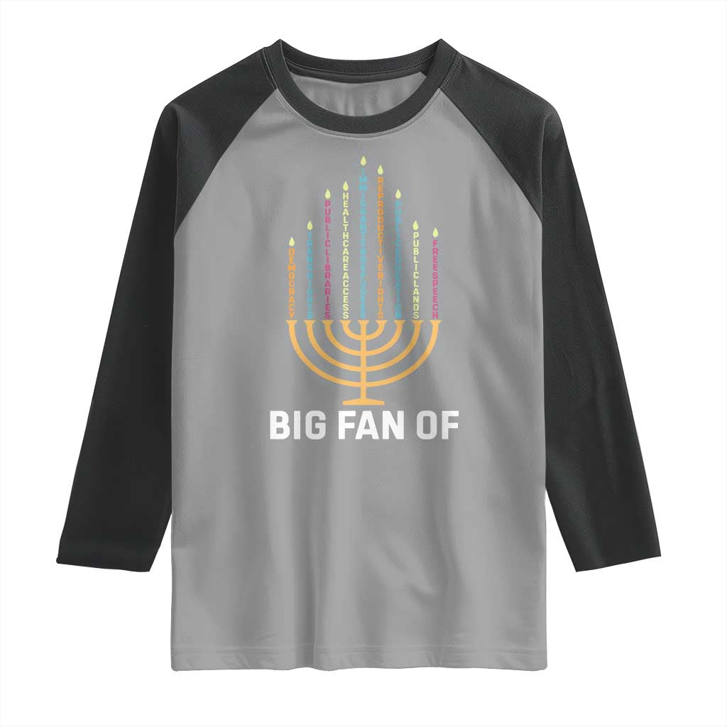 Hanukkah Human Rights Raglan Shirt Big Fan Of  Democracy Immigrants And Refugees - Wonder Print Shop