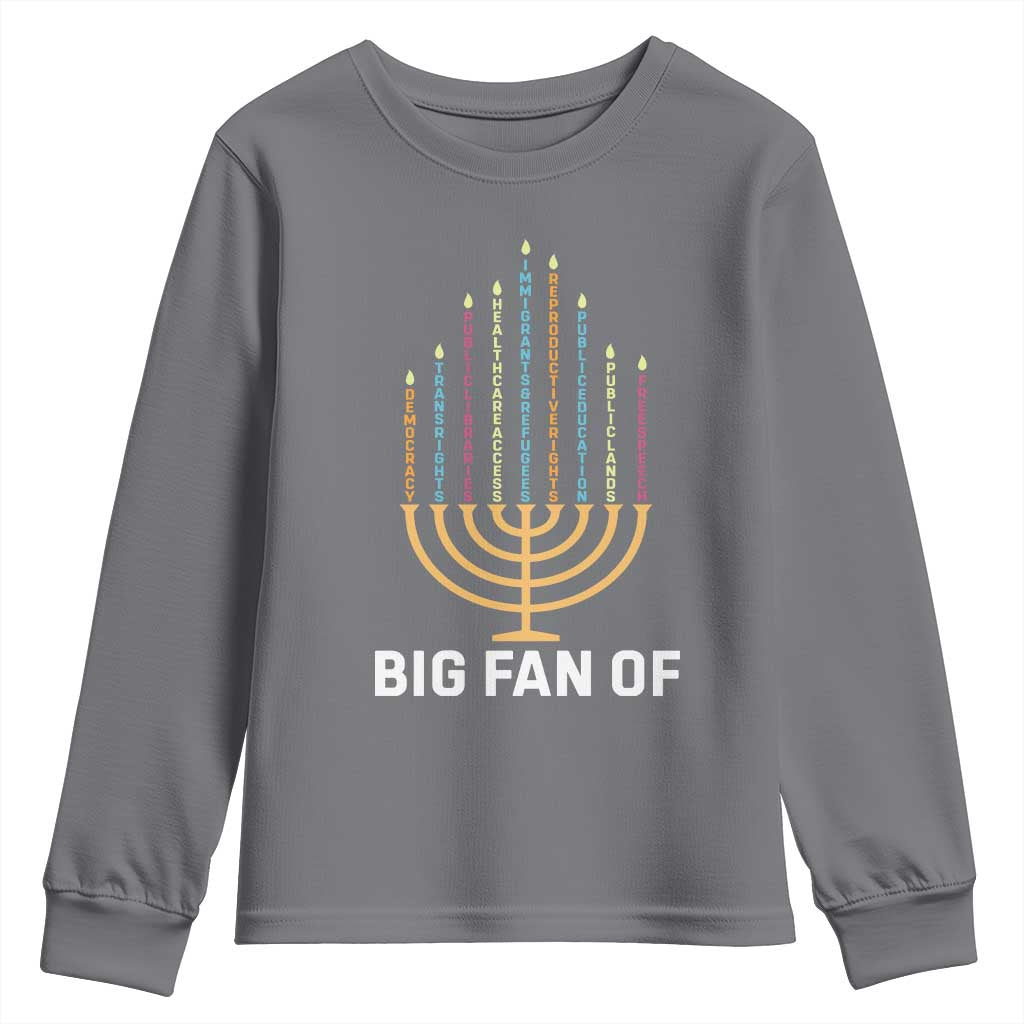 Hanukkah Human Rights Youth Sweatshirt Big Fan Of  Democracy Immigrants And Refugees - Wonder Print Shop