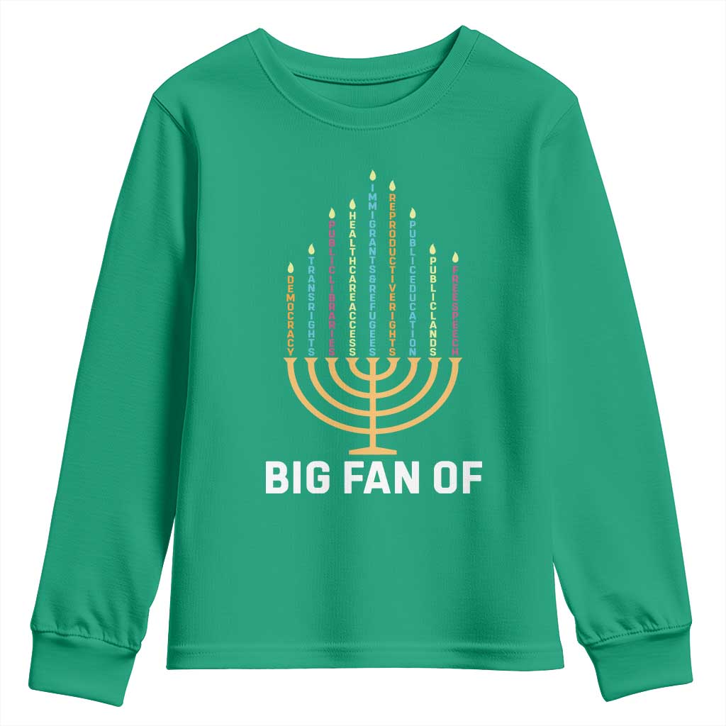 Hanukkah Human Rights Youth Sweatshirt Big Fan Of  Democracy Immigrants And Refugees - Wonder Print Shop