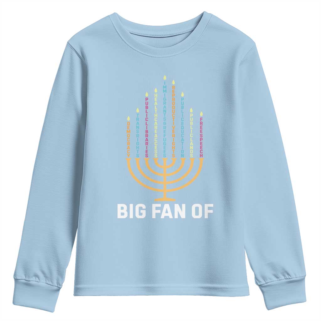 Hanukkah Human Rights Youth Sweatshirt Big Fan Of  Democracy Immigrants And Refugees - Wonder Print Shop