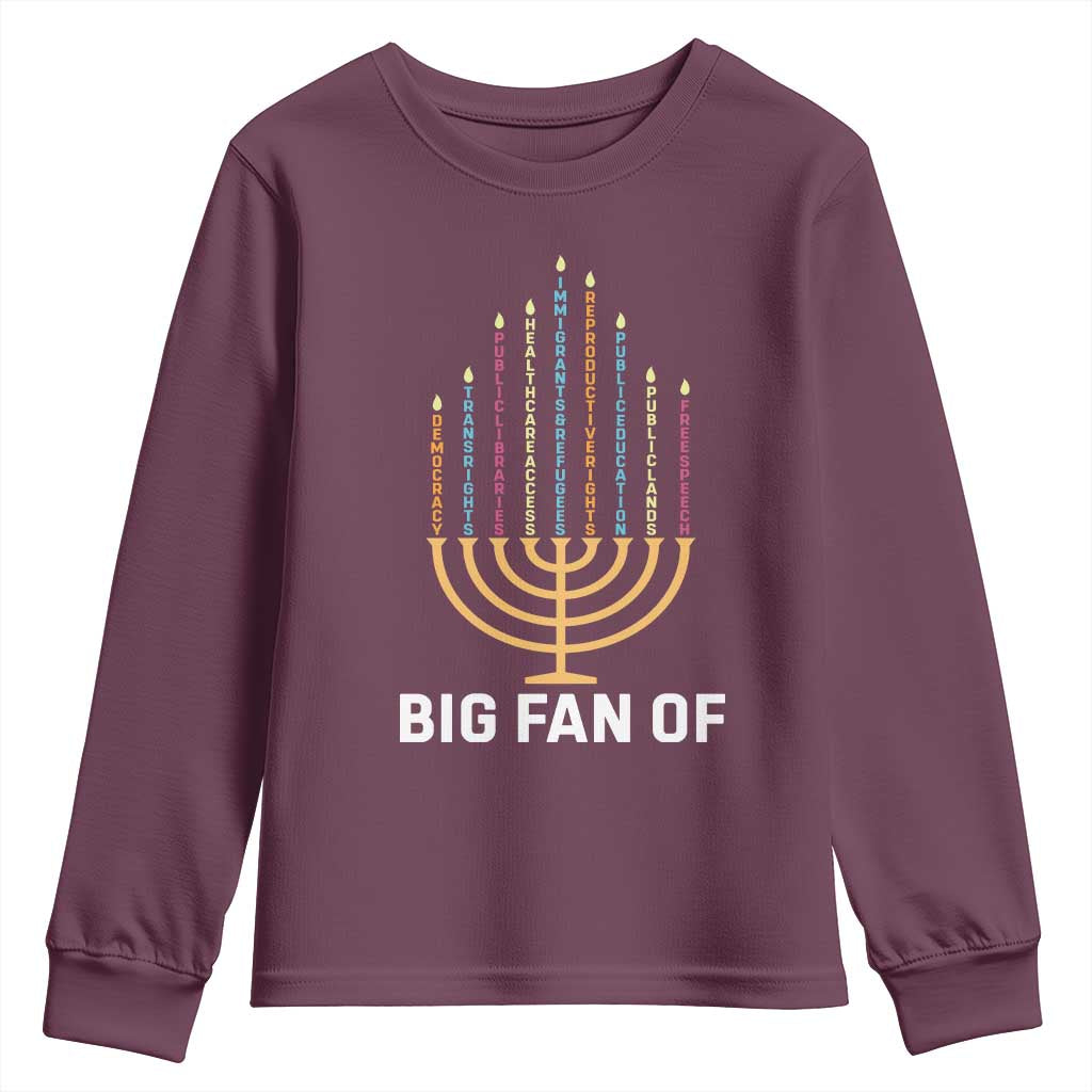Hanukkah Human Rights Youth Sweatshirt Big Fan Of  Democracy Immigrants And Refugees - Wonder Print Shop