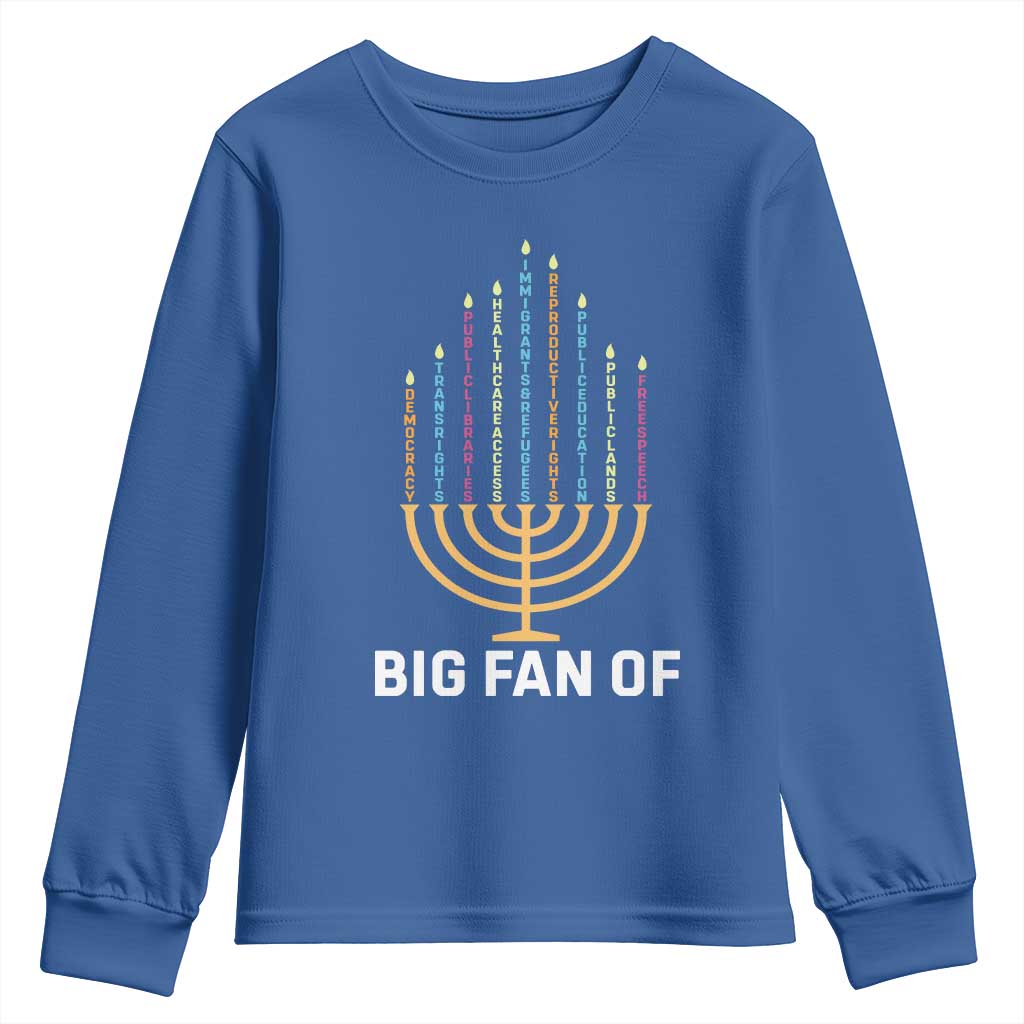 Hanukkah Human Rights Youth Sweatshirt Big Fan Of  Democracy Immigrants And Refugees - Wonder Print Shop