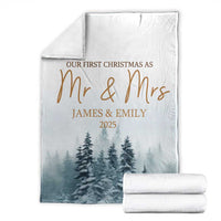 Personalized First Christmas As Mr & Mrs Throw Blanket Custom Name Couple - Wonder Print Shop