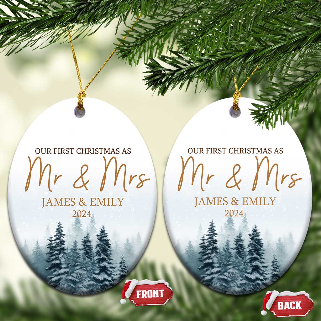 Personalized First Christmas As Mr & Mrs Christmas Ornament Custom Name Couple 2024 - Wonder Print Shop
