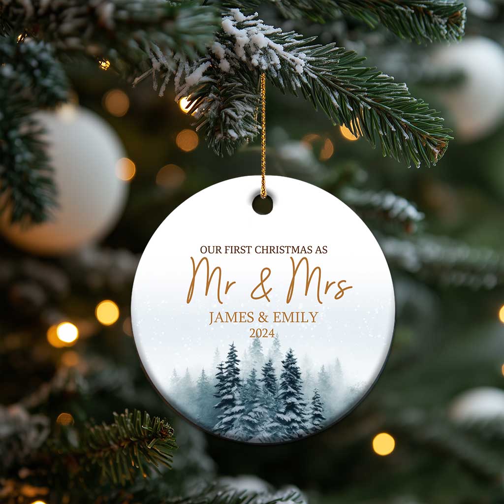 Personalized First Christmas As Mr & Mrs Christmas Ornament Custom Name Couple 2024 - Wonder Print Shop