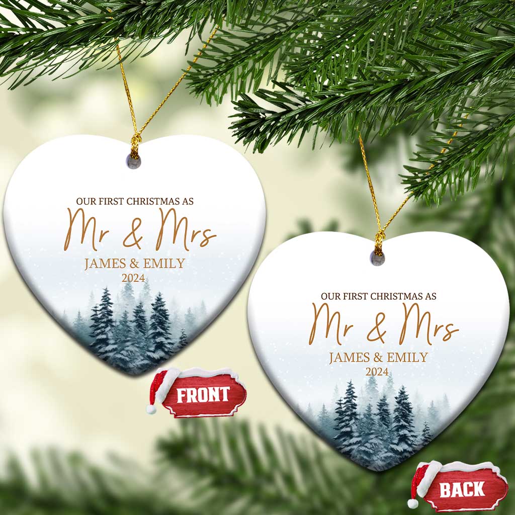 Personalized First Christmas As Mr & Mrs Christmas Ornament Custom Name Couple 2024 - Wonder Print Shop