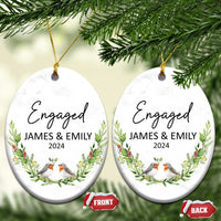 Personalized Engaged 2024 Christmas Ornament Custom Name Mr & Mrs Engagement Bird Mistletoe - Wonder Print Shop