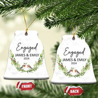 Personalized Engaged 2024 Christmas Ornament Custom Name Mr & Mrs Engagement Bird Mistletoe - Wonder Print Shop