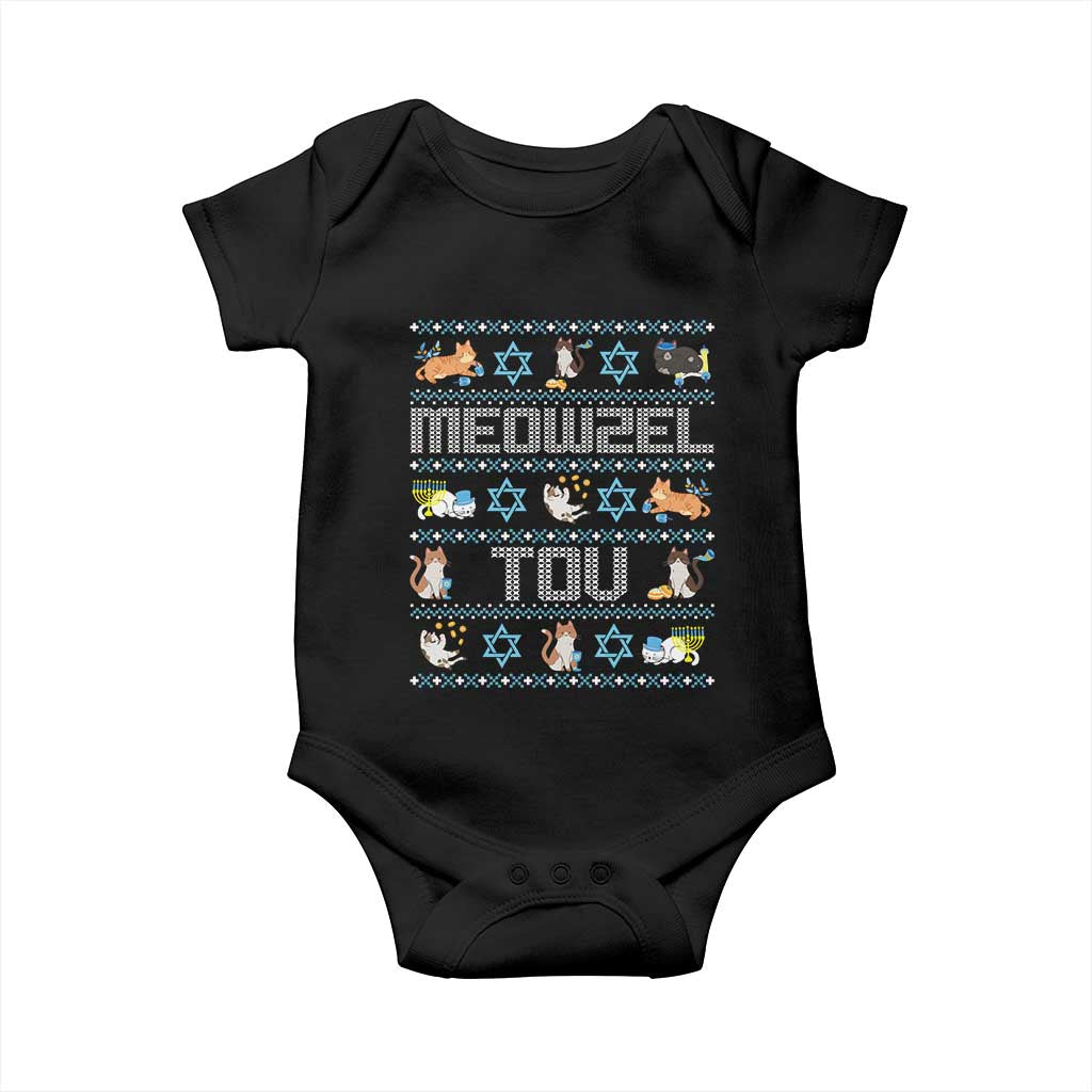 Funny Hanukkah Cats Baby Onesie Meowzel Tov Chanukah Menorah David Stars
