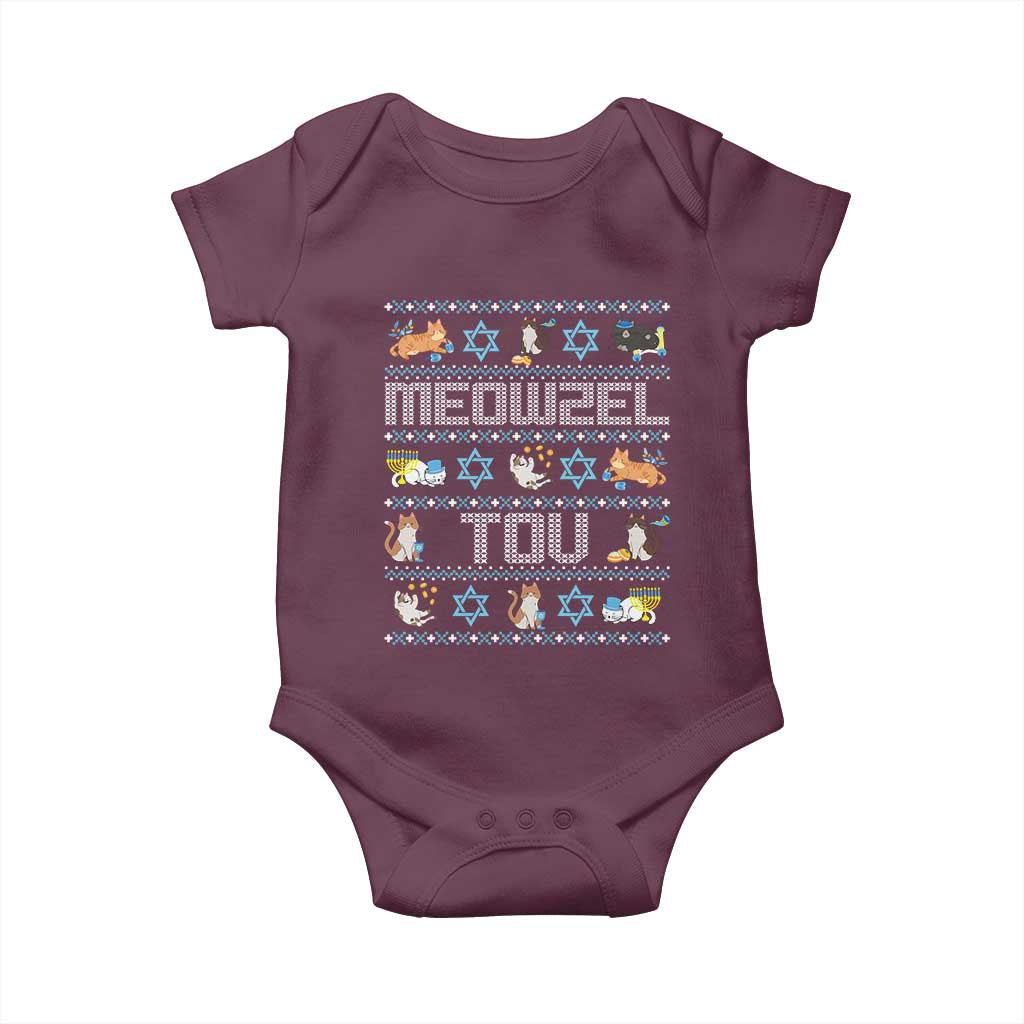 Funny Hanukkah Cats Baby Onesie Meowzel Tov Chanukah Menorah David Stars
