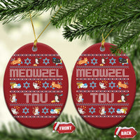 Funny Hanukkah Cats Christmas Ornament Meowzel Tov Chanukah Menorah David Stars - Wonder Print Shop