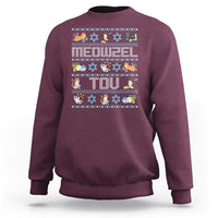 Funny Hanukkah Cats Sweatshirt Meowzel Tov Chanukah Menorah David Stars - Wonder Print Shop
