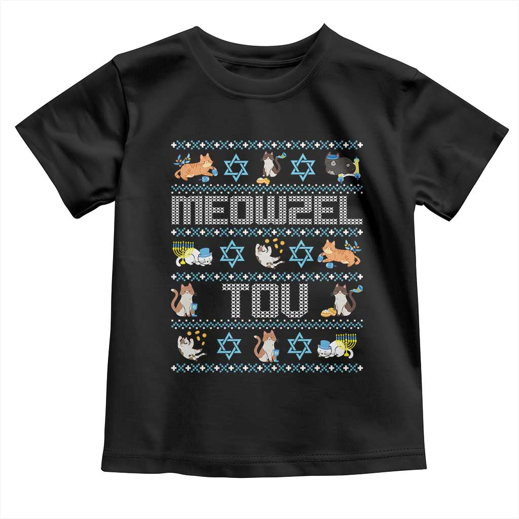 Funny Hanukkah Cats Toddler T Shirt Meowzel Tov Chanukah Menorah David Stars