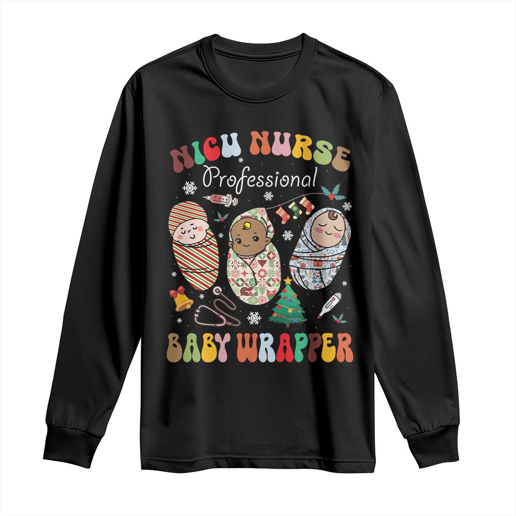 Funny NICU Nurse Christmas Long Sleeve Shirt Professional Baby Wrapper