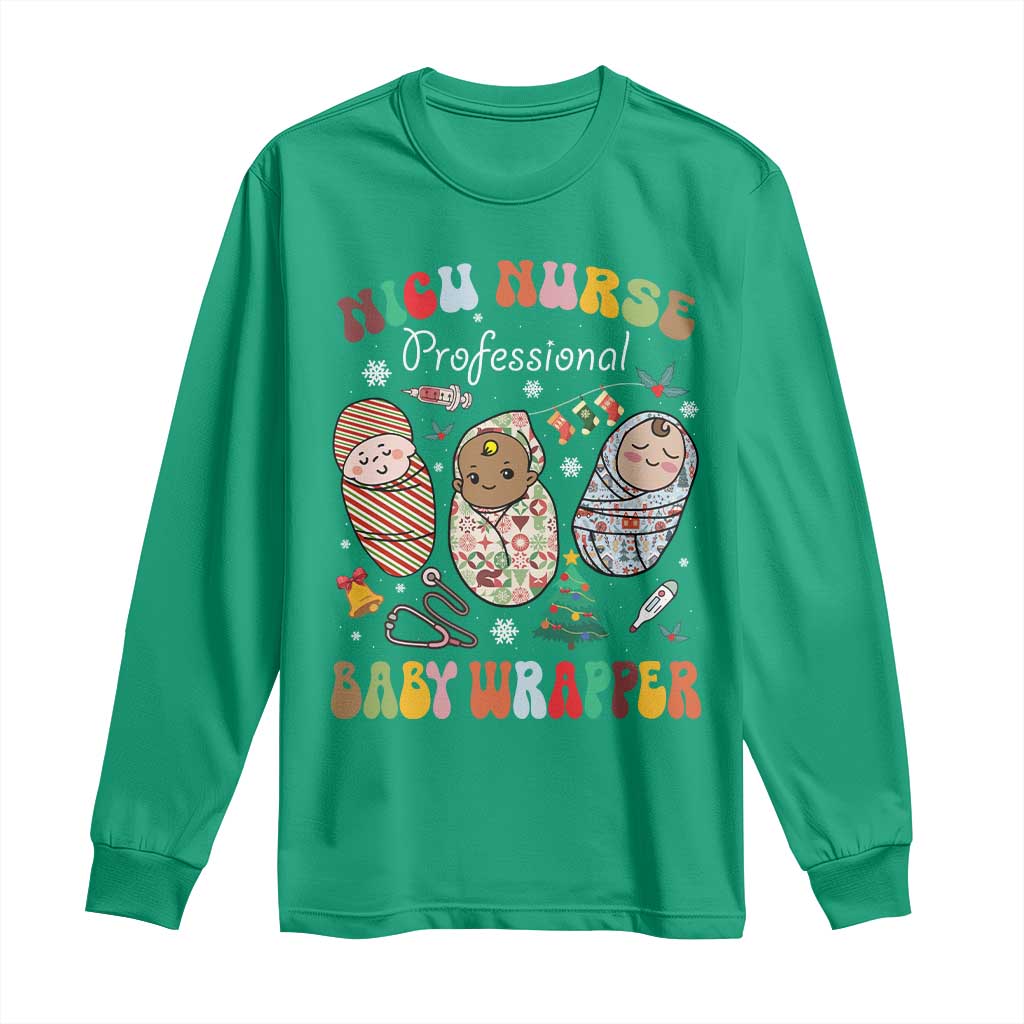 Funny NICU Nurse Christmas Long Sleeve Shirt Professional Baby Wrapper